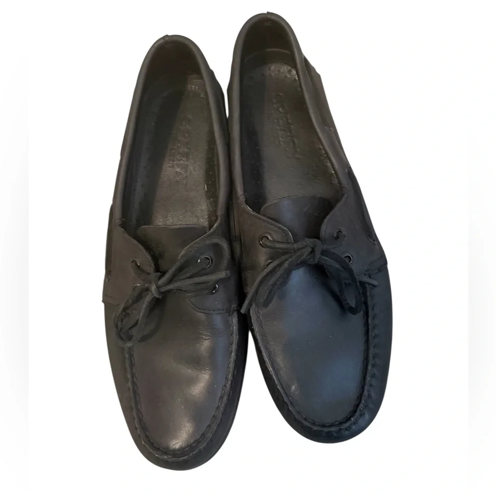 Black men’s Sperry Topsider boat shoes size 12